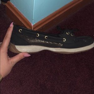 Black and gold Sperry